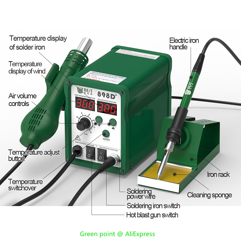 BST-898D+ LED Display 2 in 1 I - огляд і ціна Smd Rework Station Hot Air Soldering 2 In 1