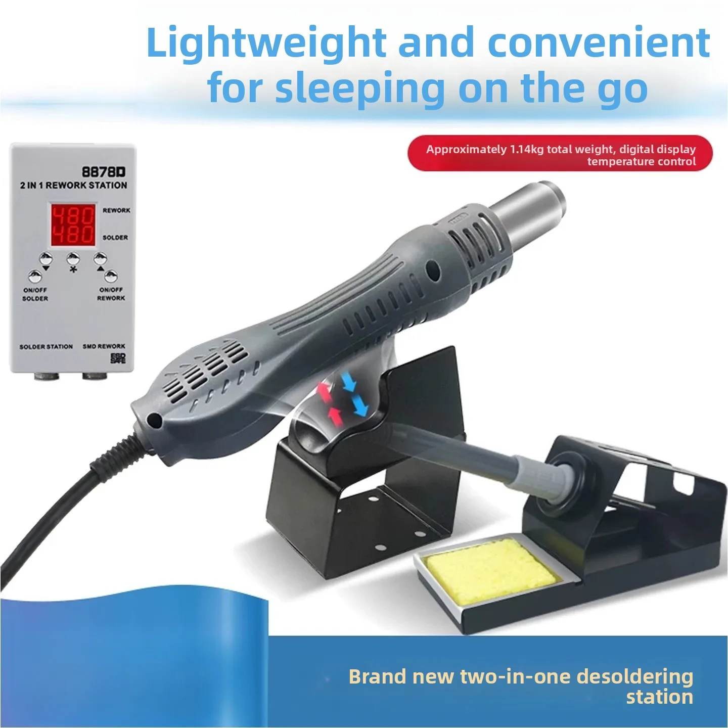 8878D 2-in-1 Rework Station –  - огляд і ціна Smd Rework Station Hot Air Soldering 2 In 1