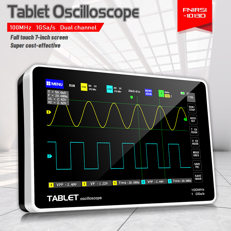 FNIRSI 1013D Dual Channel Tabl - огляд і ціна Handheld Tablet Oscilloscope Touchscreen 100Mhz